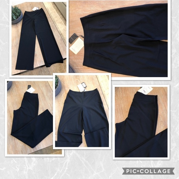GIORGIO armani wide legs slack trousers solid midnight women's dress pants sz 42 - Picture 6 of 8